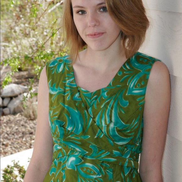 Vintage Hawian dress green and teal size small - Picture 5 of 5